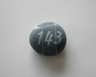 143 I Love You Engraved Stone Grey Ocean Rock
