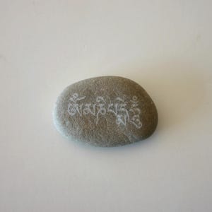 Om Mani Padme Hum Tibetan Script Engraved Mantra Prayer Stone