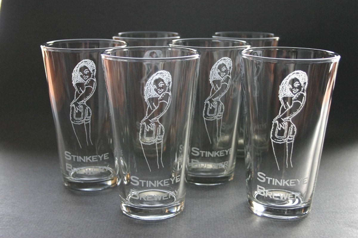 Personalized Beer Glass Set of 4 Pint Glasses Custom Etched Etsy