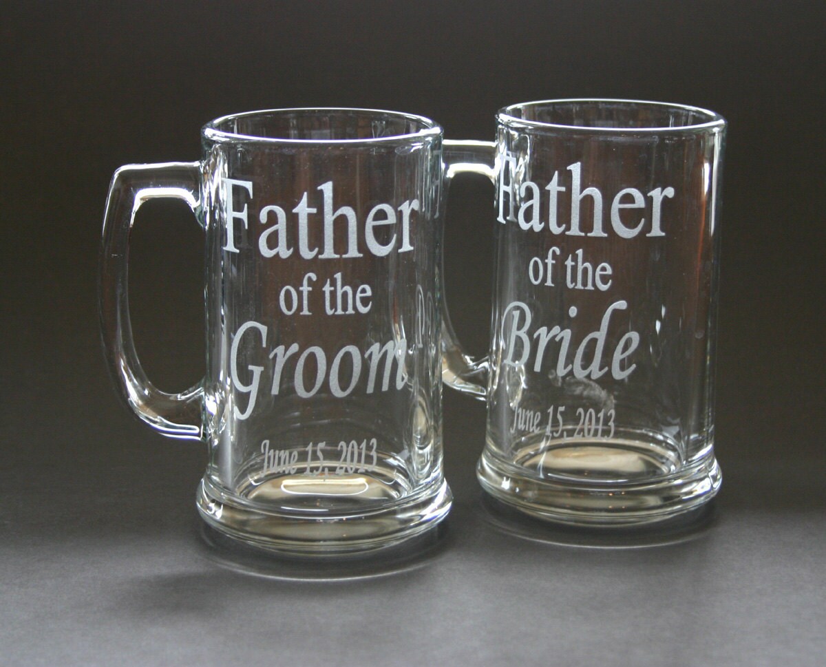 Custom Etched Beer Mug Set of 2 Wedding Father of the Bride Etsy