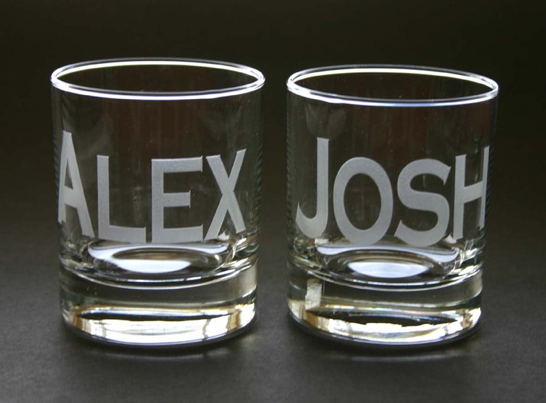 Whiskey Glasses Custom Etched Rocks Glass Personalized High Ball Weddings image 3