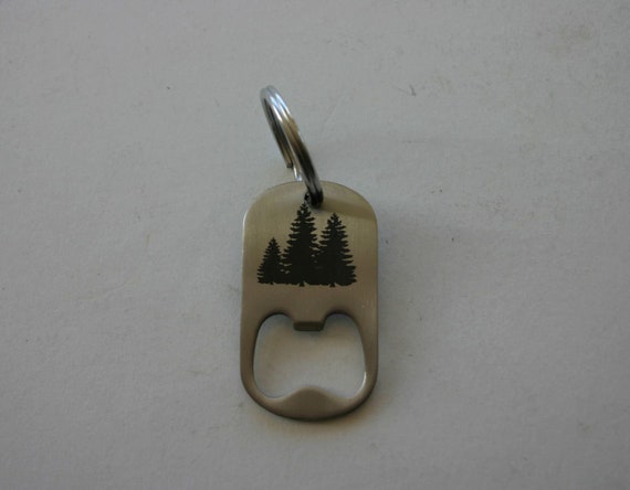 Pine Trees Bottle Opener Stainless Steel Engraved Woodlands Gift