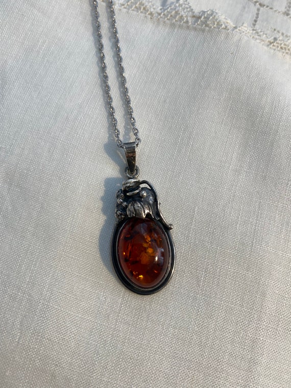 Amber and Silver Necklace