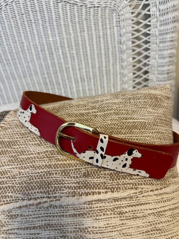 Diane Weiss Hand Stamped Leather Dalmatian Belt