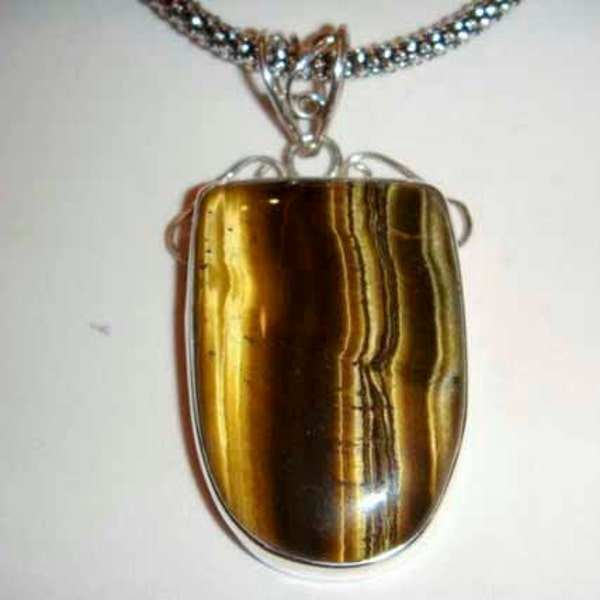 Sterling Silver Necklace and Pendant with Tiger Eye