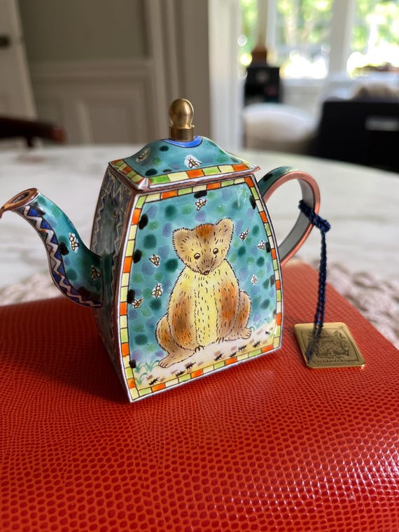Charlotte Di Vita Collection Hand Painted Enamel Tea Pot Limited