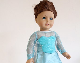 Disfraz de Elsa Reina de las Nieves para muñeca, vestido de 45 cm para muñeca, vestido de lentejuelas turquesa