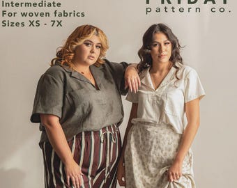 The Donny Shirt Pattern By Friday Pattern Company sized xs - 7x, Boxy Pull-on top Pattern