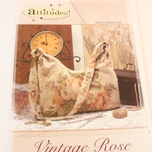 Vintage Rose Bag Pattern by attitudes! Fran & Syl's creations, Clover Needlecraft Inc bag instruction booklet pattern, Art.6312 vintage rose