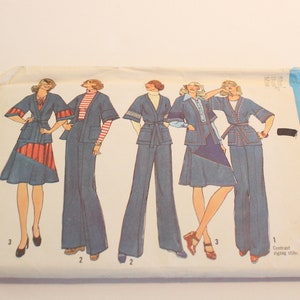 Vintage Simplicity 7271 Misses Unlined Wrap Jacket Skirt and Pants pattern, 1970's separates pattern, hippie chic sewing pattern, sz 12 & 14