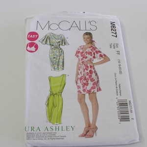 McCall&#39;s M6277, Laura Ashley Design, Misses Lined Dresses and belt, Sleeveless Sheath Dress and flounced sleeve dress Misses Size 16-22