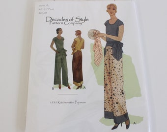 1930's #3001 Kitchenette Pajamas from Decades of Style, Decades of Style Kitchenette pajamas sewing pattern, 1930s kitchen pajamas pattern