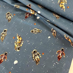 Beyond the Horizon - Zero Gravity - Steel, space themed bty Quilting Cotton fabric 44" wide