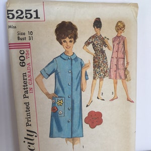 Patrón de costura Simplicity de la década de 1960, modelo 5251, vestido largo para mujer, busto 31.