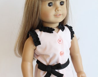 18 "AG Doll Kleding, AG Girl Doll jurk, Roze en zwart, Roze en zwarte poppenjurk, ag pop jurk, pop kleding past American Girl poppen