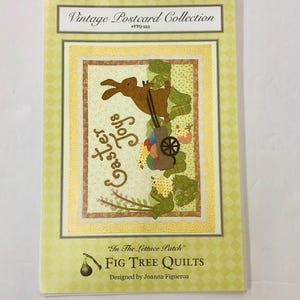 The Lettuce Patch da Fig Tree Quilts, projetado por Joanna Figueroa, Coleção Vintage Postcard, #FTQ 553, 22" x 28" finalizado, colcha de apliques