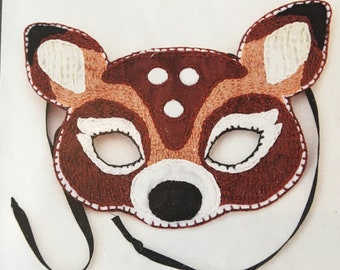Deer Mask Sewing Kit, Crafty Creatures sewing kit, Deer mask embroidery kit, kids embroidery kit, kids mask embroidery, deer mask