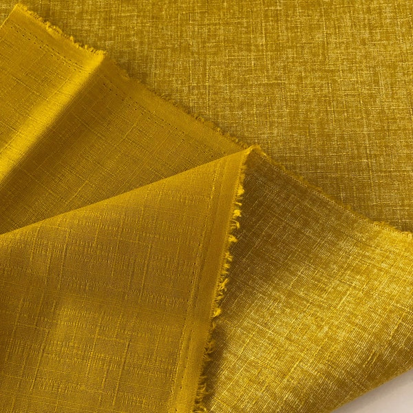 Heather Mustard yellow cotton Dobby fabric, Japanese fabric, quilting cotton,  dobby weave fabric, dobby textured BTY fabric