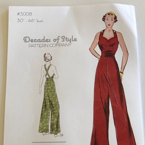 1930's Sweetheart Overalls sewing pattern by Decades of Style, Decades of Style Overall pattern, 1930's overall pattern, Lounging overalls