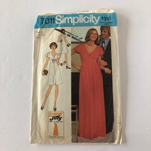 Simplicity 7011 dress pattern, Vintage 1970&#39;s dress, size 12, bust 34&quot;, super-jiffy sewing pattern, retro sewing patterns, 70s fashion,