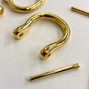 Metalen D-ring portemonneehandvatclips voor bamboehengsels, 4 per verpakking, in gouden of zilveren afwerking, 3/4" breed