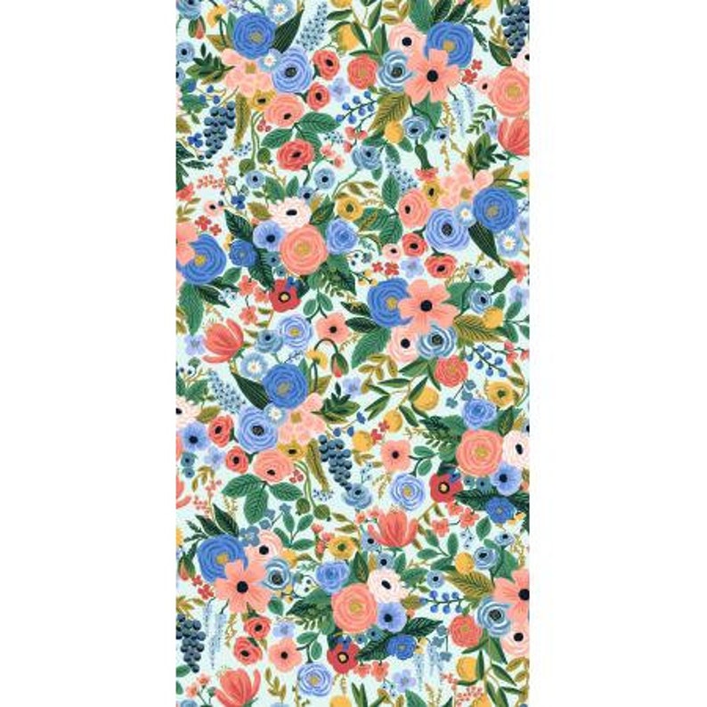 Cotton and Steel Cotton Fabric Wildwood Petite Garden party petite garden party blue fabric Rifle paper co wildwood Rifle paper co