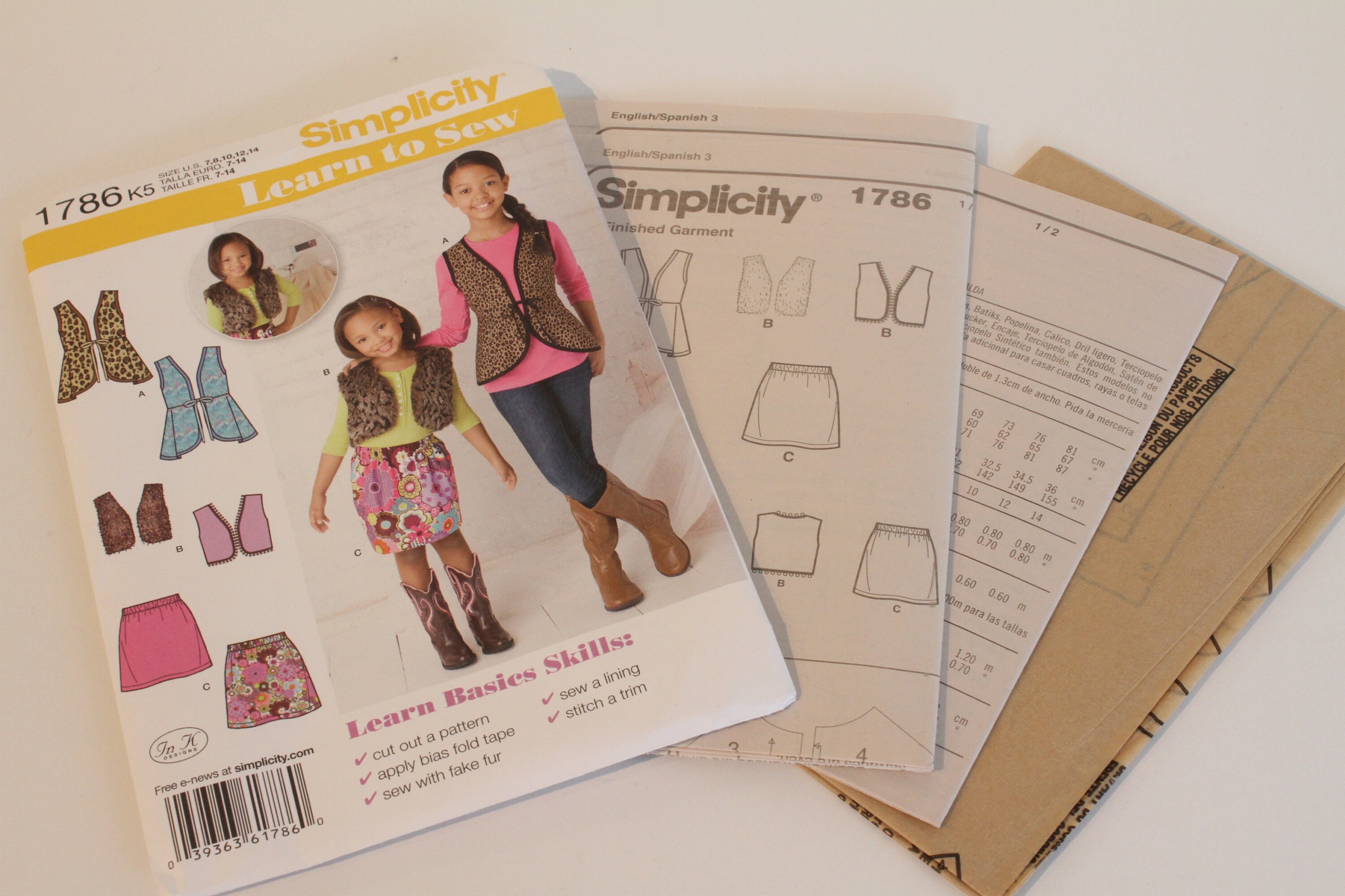 Simplicity Learn to Sew Pattern 1786 Child and Girls' Vest Etsy