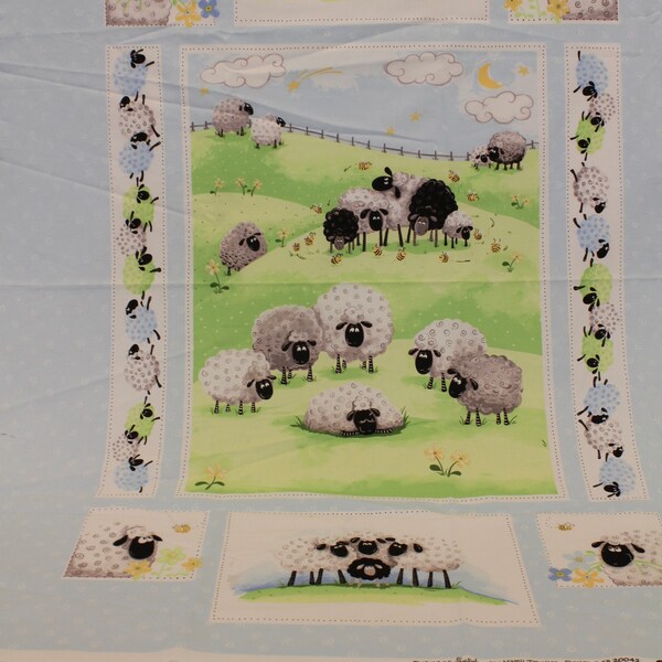 Sheep Motif printed quilt panel by World of Susybee for Hamil Textiles, Quilting Panel, Sheep Design baby quilt, 44" x 35"