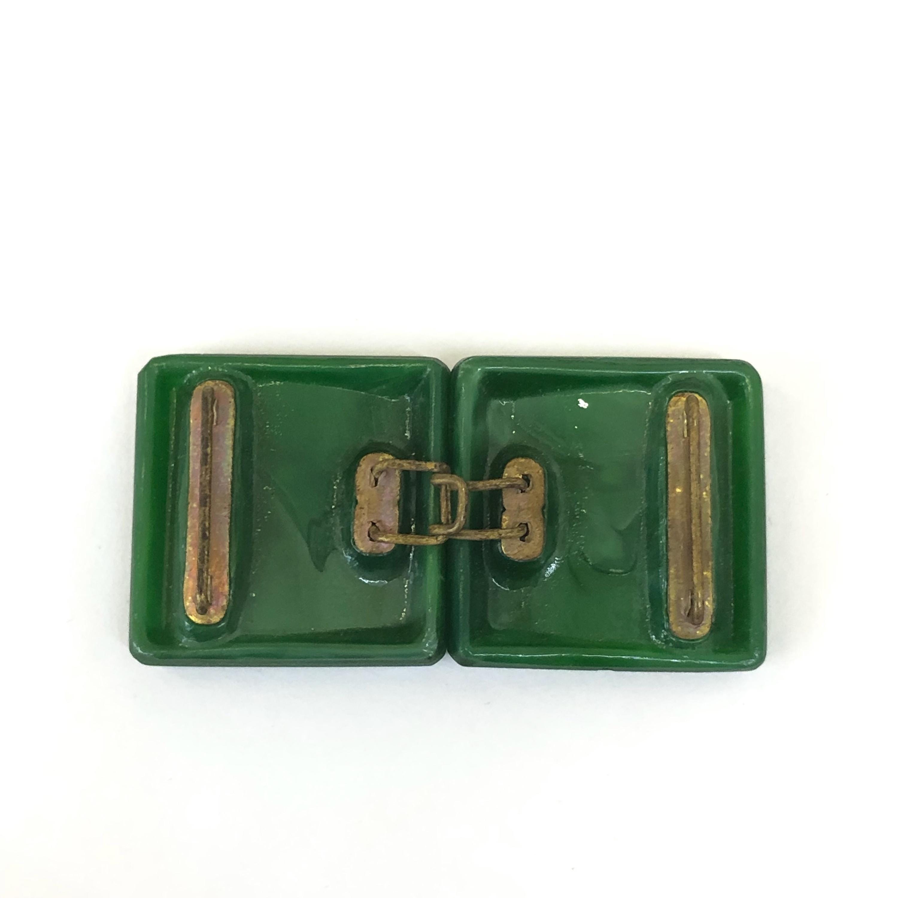 Vintage Art Deco Carved Green Bakelite Buckle Set Similar Items to 1930s ART DECO Original CATALIN Bakelite  main image 3