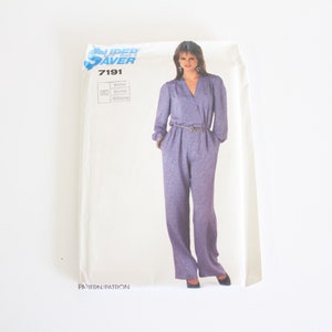 Vintage 1980's Jumpsuit sewing pattern, Super saver 7191 Jumpsuit Pattern, Size Medium Women's Jumpsuit Sewing Pattern