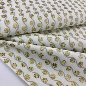 Thistle Cream Metallic Fabric by Cotton + Steele, Rifle Paper Co Curio collection apparel sewing fabric 45&quot; wide, Floral, Abstract Floral