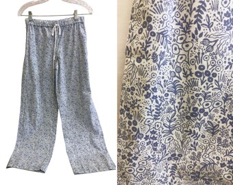 OOAK Periwinkle and White Cotton Pajama Pants, Rifle Paper Co
