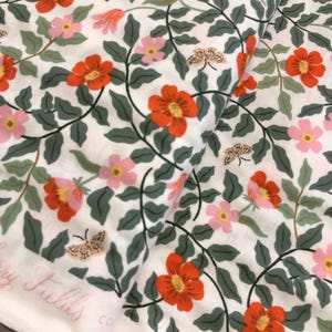 Rifle paper co. Strawberry Fields Primrose Ivory Rayon Fabric, Strawberry Fields rayon fabric, Cotton and Steel Rayon Fabric, Primrose