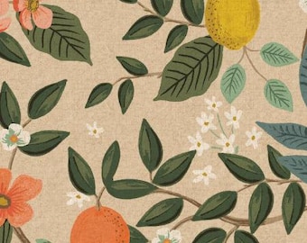 Cotton and Steel Cotton Fabric, Rifle paper co. fabric, Bramble Citrus Grove Canvas fabric, Cotton linen canvas fabric, natural unbleached