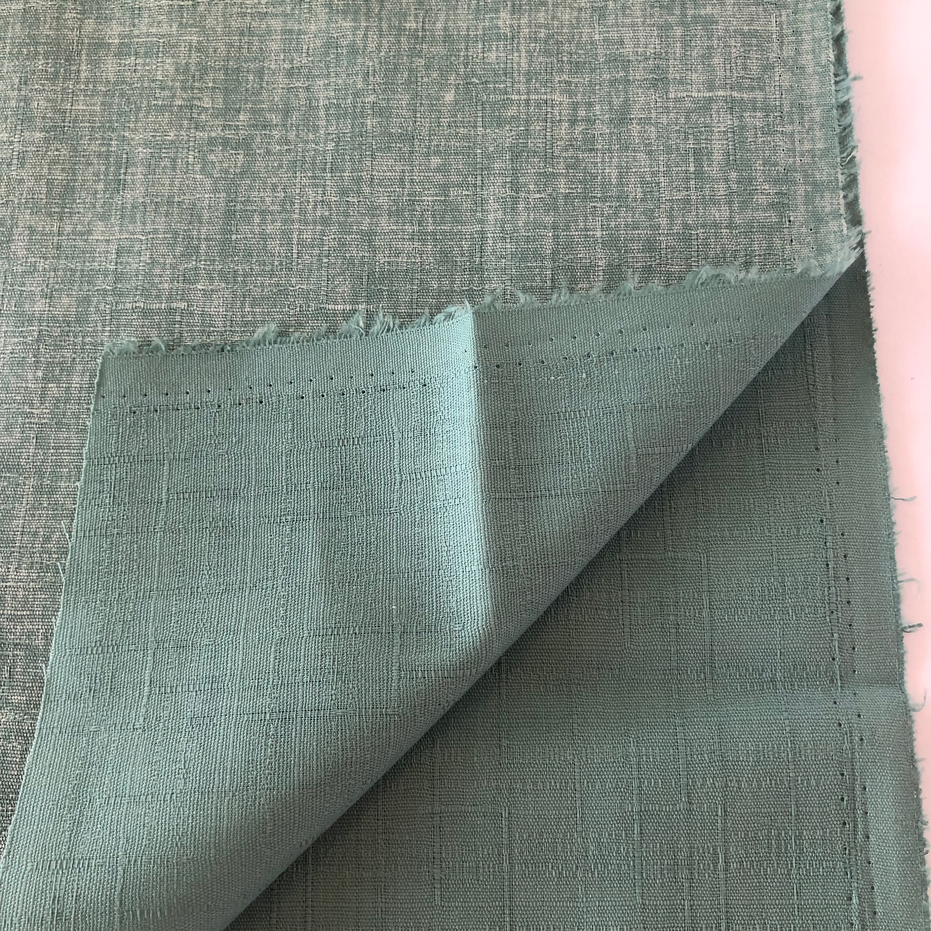 Heather Teal Green Cotton Dobby Fabric, Japanese Fabric