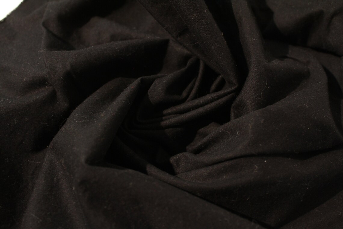 Plain Black Brushed Cotton Fabric. Soft and Fuzzy Fabric. Etsy