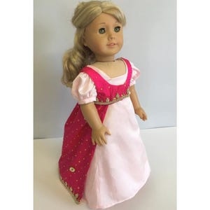 Ropa para muñecas de 18", disfraz de muñeca estilo imperio del siglo XIX, disfraz de muñeca de tafetán de seda con lingotes de oro, vestido y pelliza para muñecas de la época de la regencia
