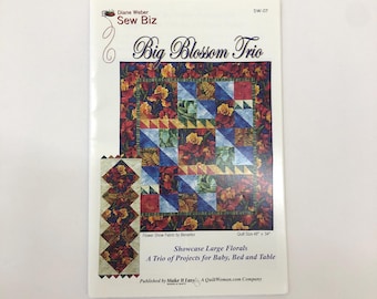 Big Blossom Trio Quilt Pattern, by Sew Biz, multiple sizes