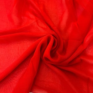 Tomato Red Silk Chiffon Fabric Remnants, Fancy Apparel Sewing Fabric, De-stash Fabric, 2 yards x 44" wide