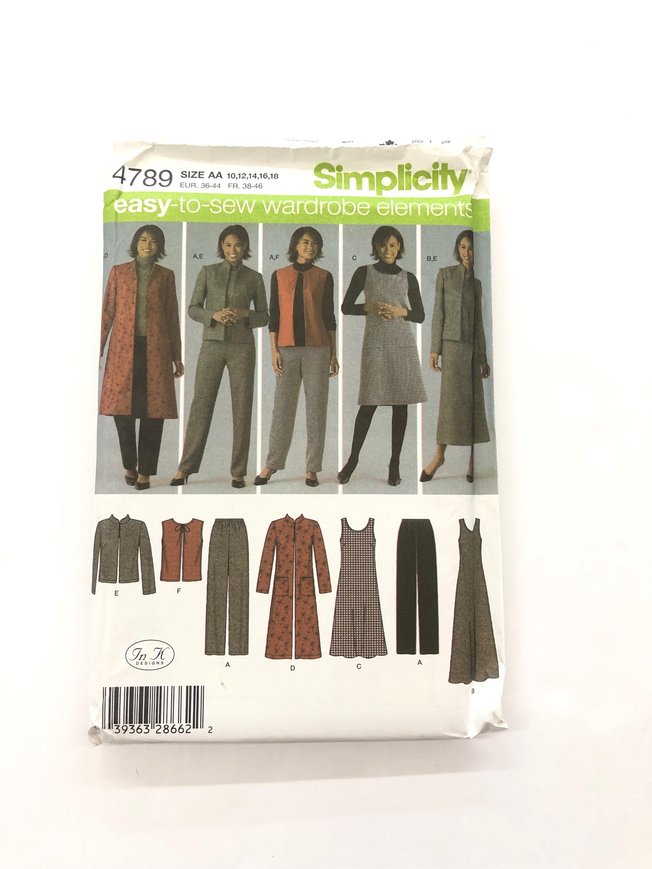 アウトレット福袋 Pattern, Outfit 4789 Simplicity Misses' Jacket Vest, Pants, 裁縫材料