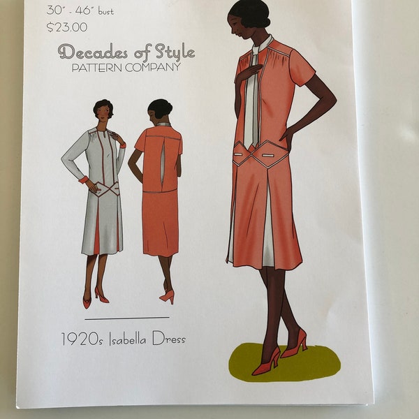 Decades of Style #2007 1920s Isabella Dress, 1920s day dress sewing pattern, 1920s dress pattern, Decades of style Isabella dress pattern