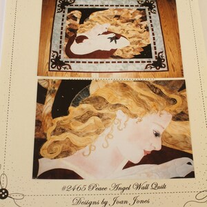 May include: A quilt pattern featuring a peace angel with a dove. The pattern is titled "#2465 Peace Angel Wall Quilt" and is designed by Joan Jones.