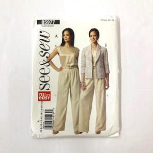 Butterick B5977 Sewing Pattern, Misses' Jacket Top Pants, Size 6-22