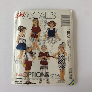 Vintage 1990&#39;s Children&#39;s Clothing pattern, McCall&#39;s 4653, 1990&#39;s children&#39;s wardrobe, vintage sewing pattern, 90s kid fashion, Size 3-4