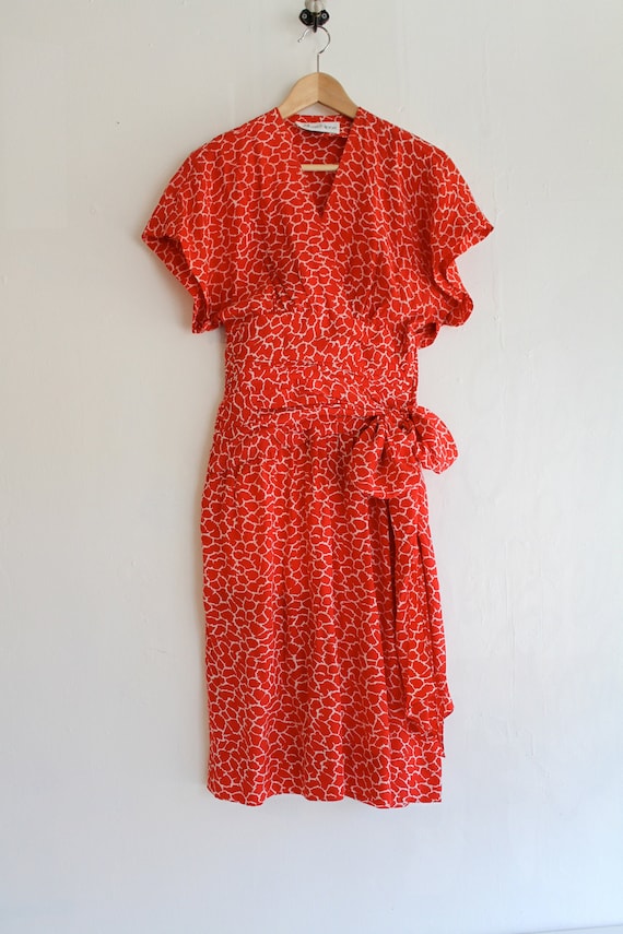 Vintage Silk Albert Nipon Dress, Size 2 Red Silk D