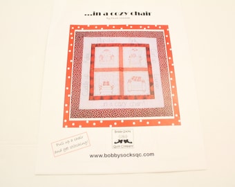 In gemütlichem Sessel Quiltmuster, Redwork, Entworfen von Paula Shereski, 35"x 35""fertig."