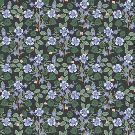 Rifle Paper Co. Bramble Briar Black Fabric Quilting Cotton, Bramble Floral  Print Fabric, Rifle Paper Co. Fabric, Blue & Black Floral Fabric 