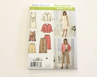 Simplicity Sewing Pattern 3757, Cropped Pants, Dress, Jacket, Bust 32.5-40"