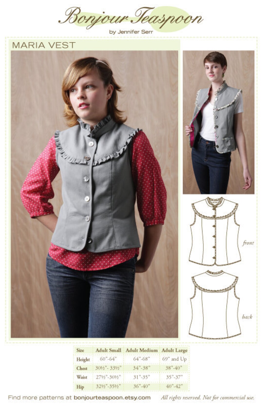 Teen Vest Sewing Pattern, Women's Vest Sewing Pattern, Womens Vest