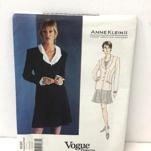 Vogue 1530 American Designer Anne Klein II Misses&#39; jacket and skirt, Vintage 80s Uncut Sewing Pattern, size 14-16-18 bust 36-40